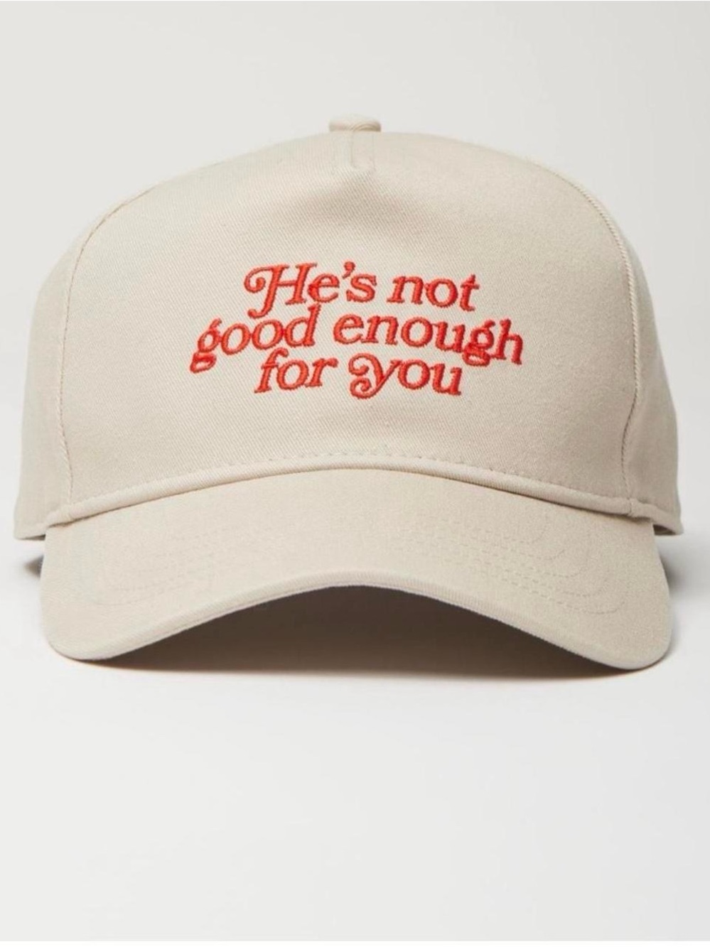 Urban Outfitters Cream Baseball Cap with Orange writing
